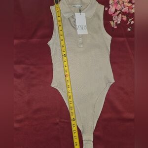 Zara Cream Ribbed Bodysuit